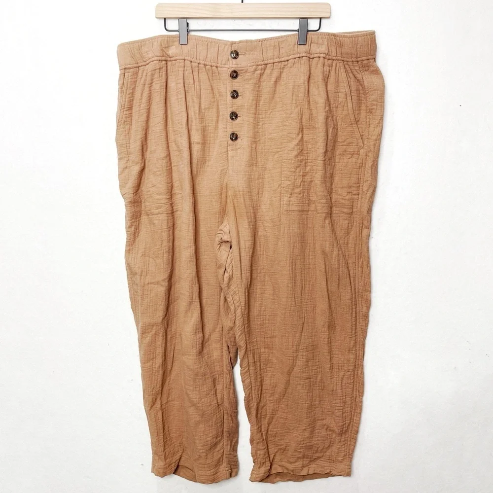 Madewell Plus Cotton-Linen Pull-On High-Rise Tapered Pants Button-Front Edition - Picture 4 of 11